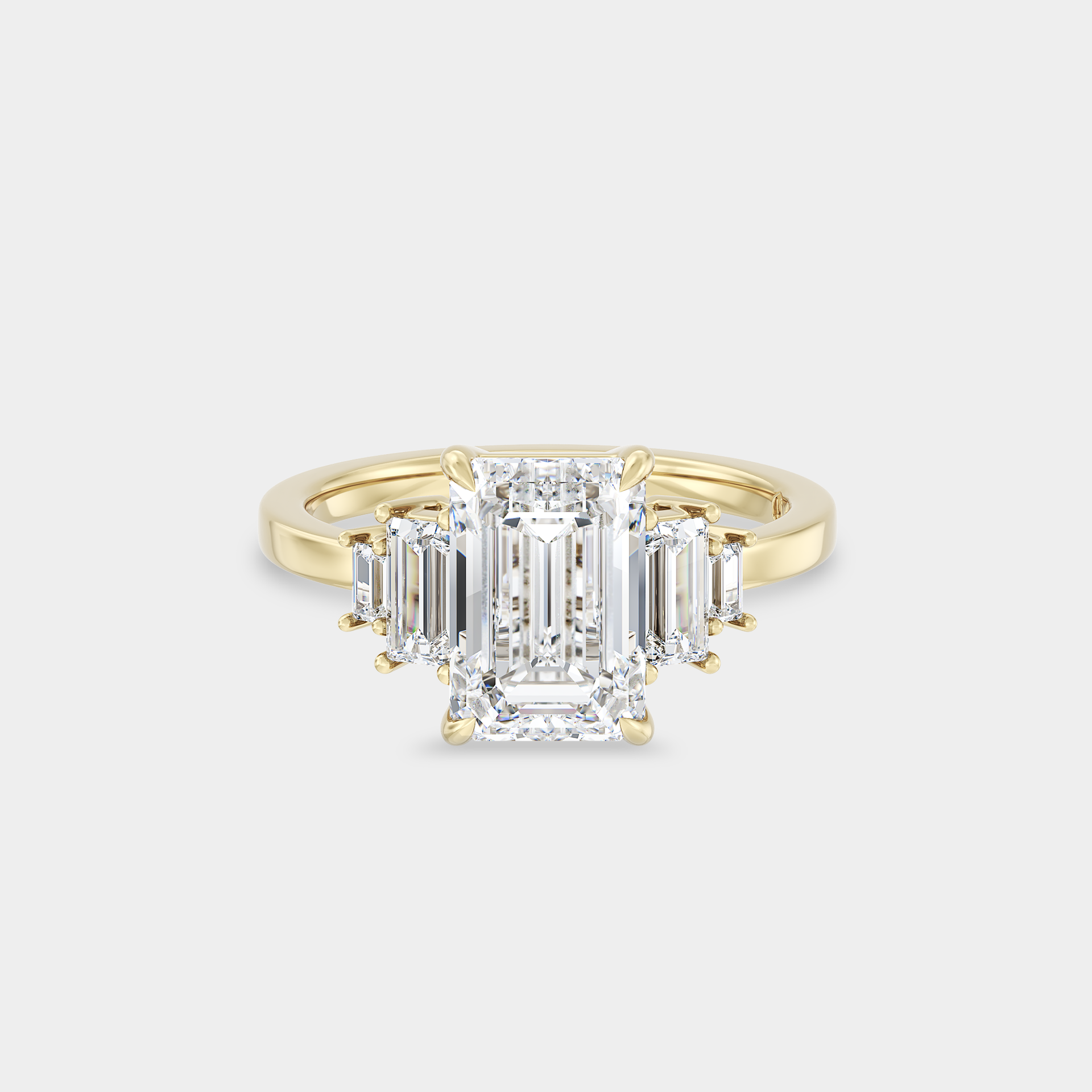 Five Stone of Lab Grown Emerald & Baguette Diamond