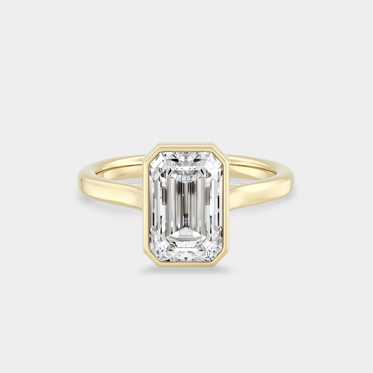 North-South Solitaire Bezel of Emerald, Cathedral Set