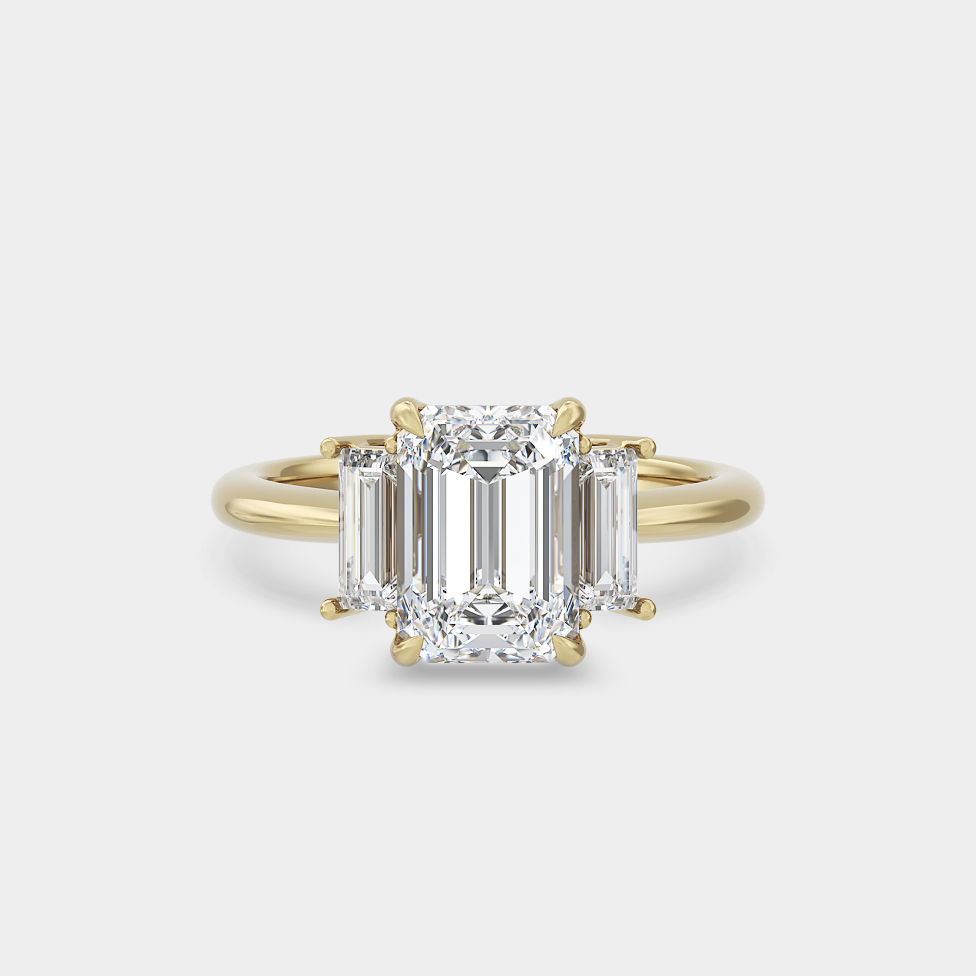 Three Stone of Emerald Diamond & Baguette