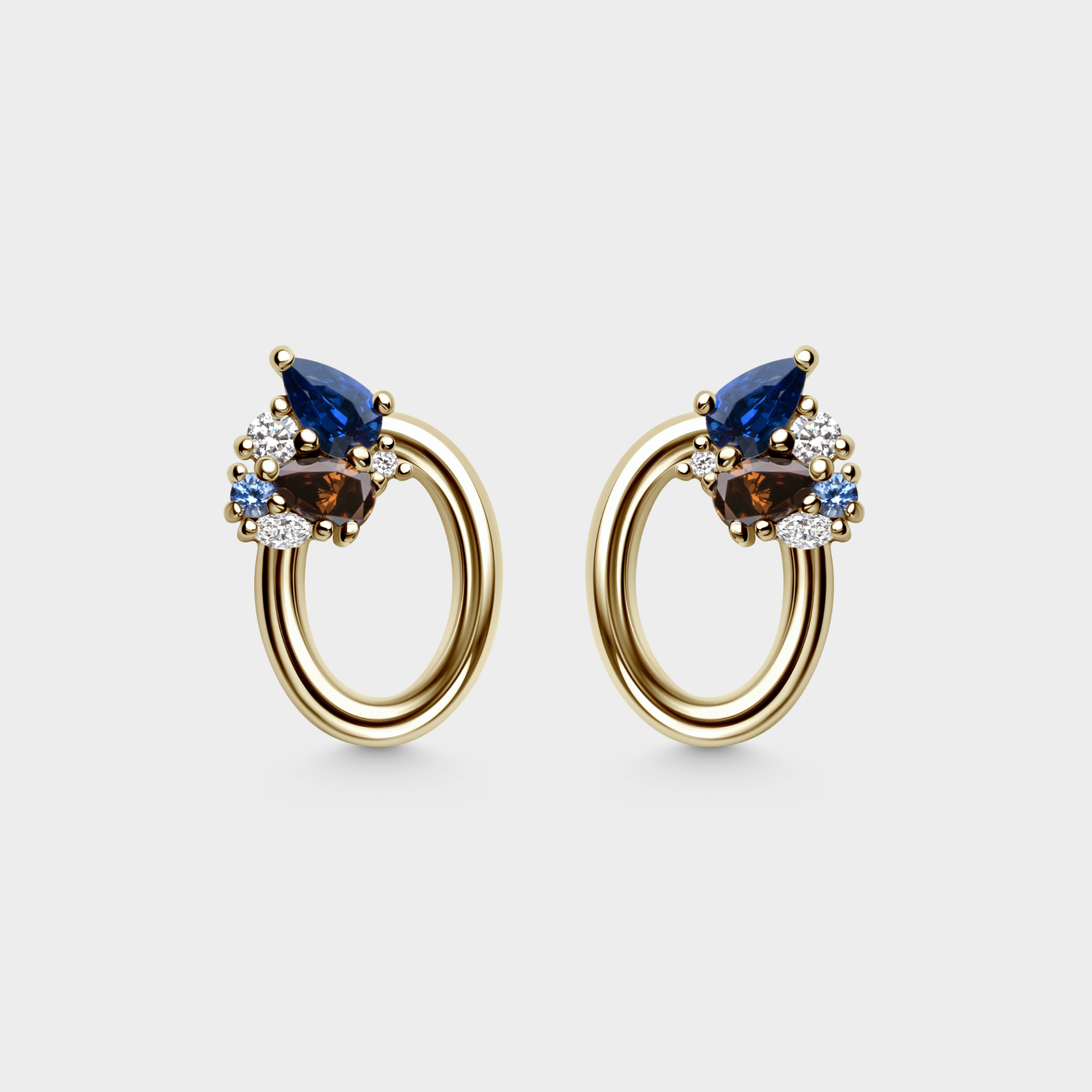 Aperture / Cluster Sapphire & Diamond Stud