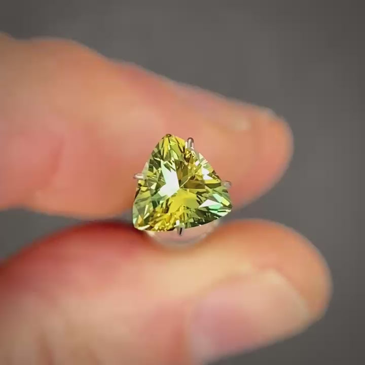 1.18ct Trillion Cut Green/Yellow Parti Sapphire