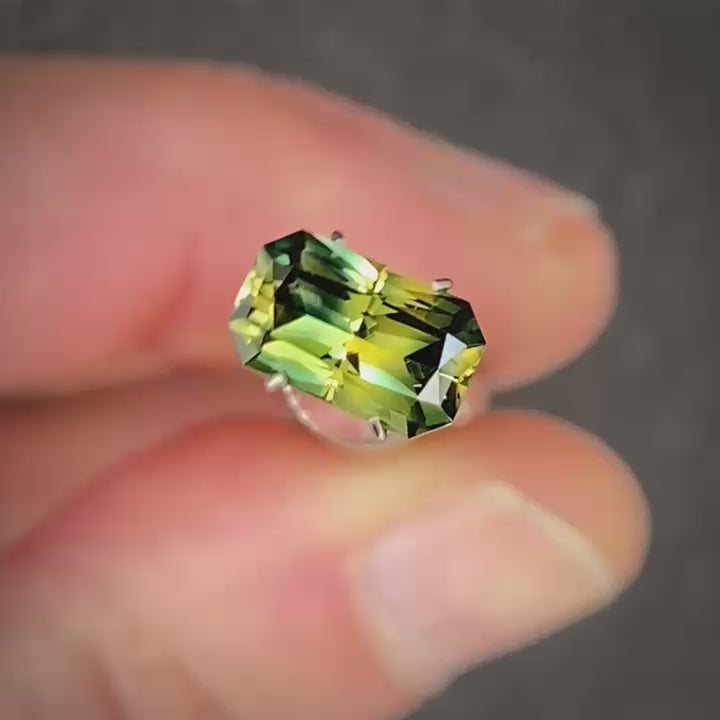 2.01ct Radiant Cut Blue/Yellow/Green Parti Sapphire