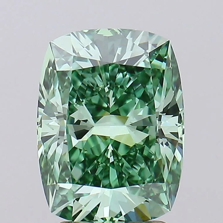 2.99ct Cushion modified Lab Grown Diamond (Colour Fancy Vivid Green, Clarity FL, Cut EX, IGI Certified)