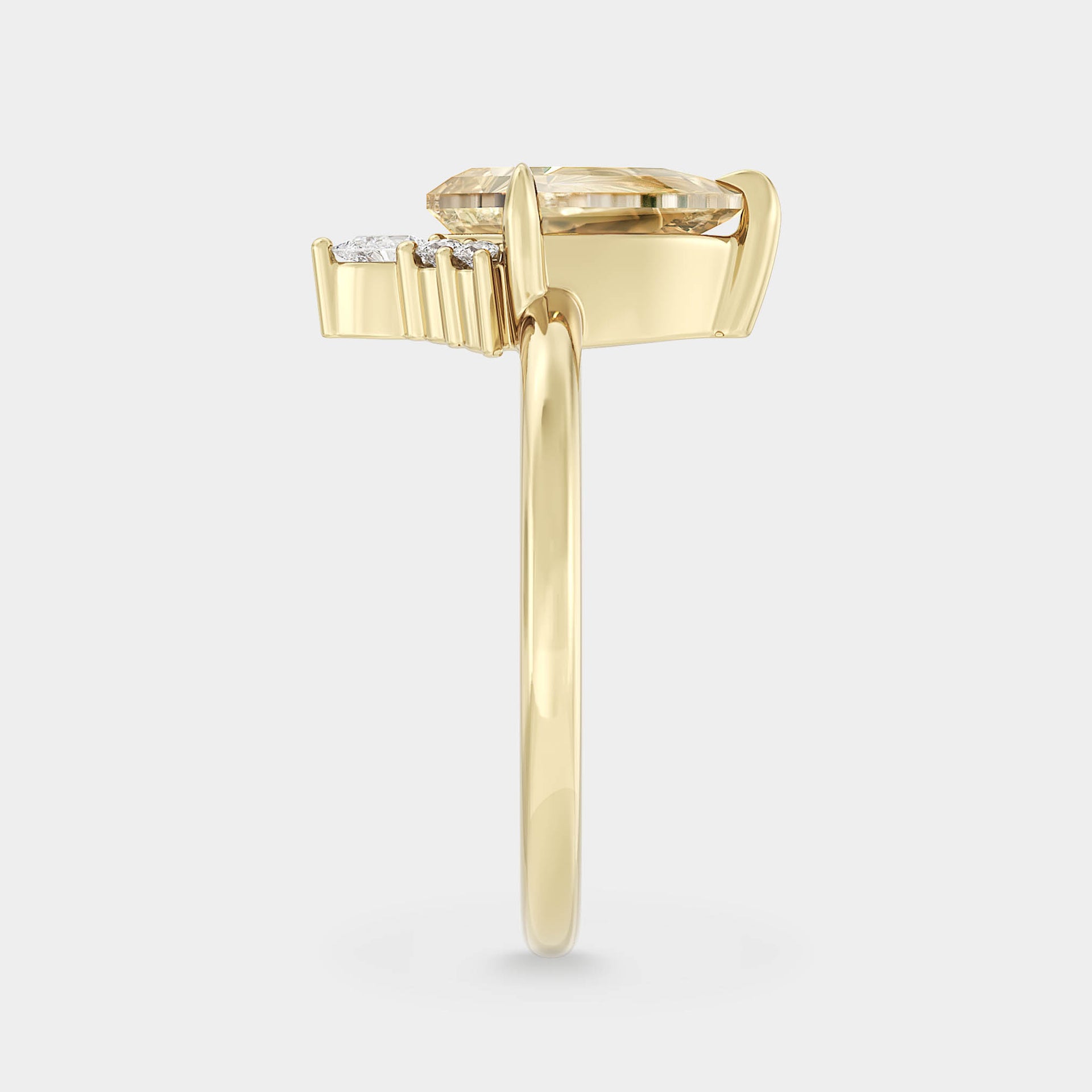 Cluster Crown of Shield Cut Lab Grown Yellow Diamond