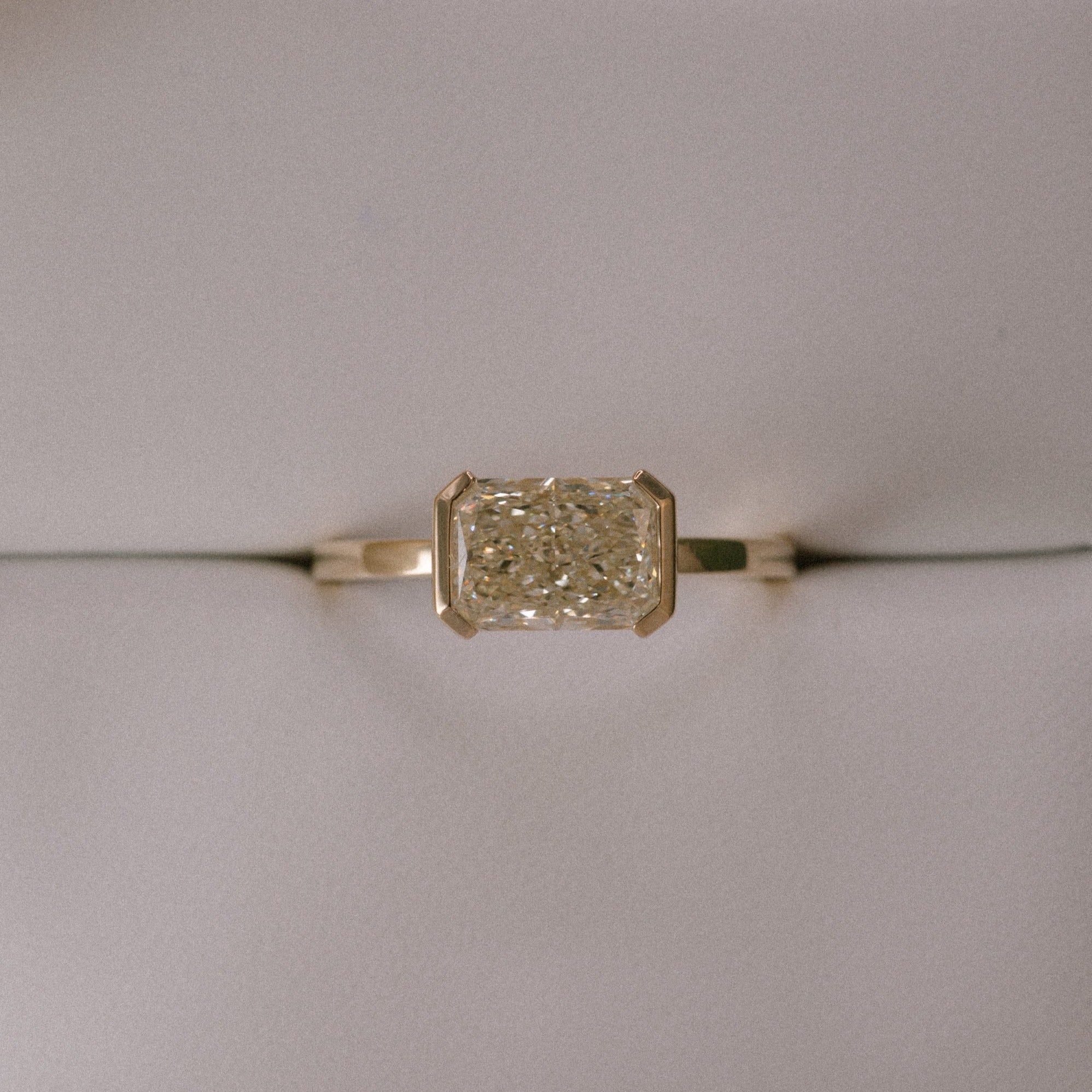 2.03ct East West Half Bezel of Warm White Diamond - Laher -