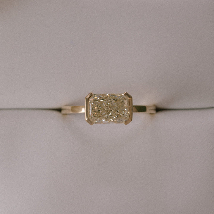 2.03ct East West Half Bezel of Warm White Diamond - Laher -