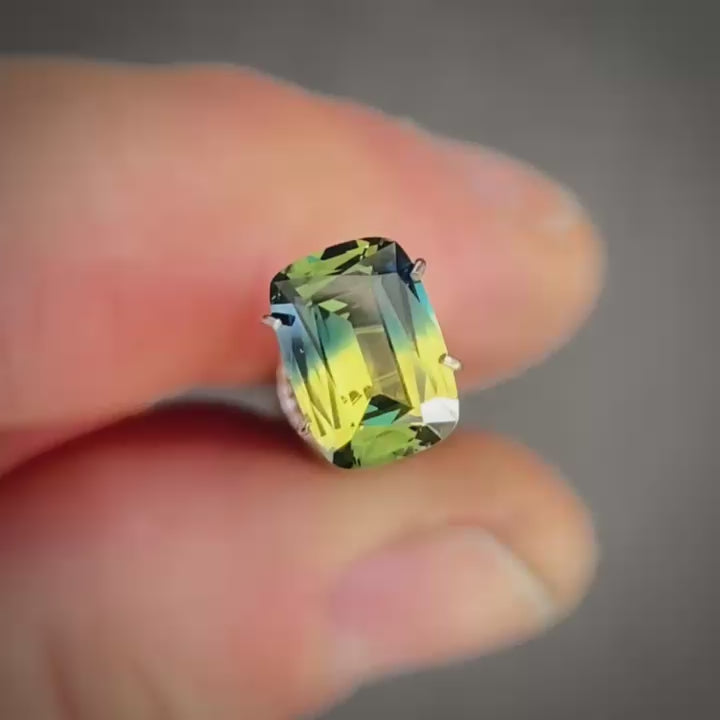 1.58ct Cushion Cut Blue/Yellow Parti Sapphire