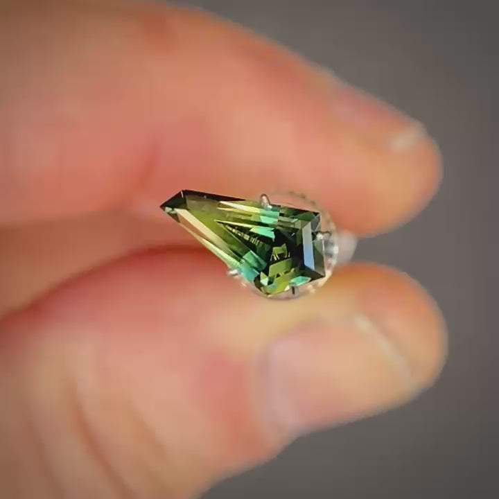 1.36ct Freeform Blue/Yellow Parti Sapphire