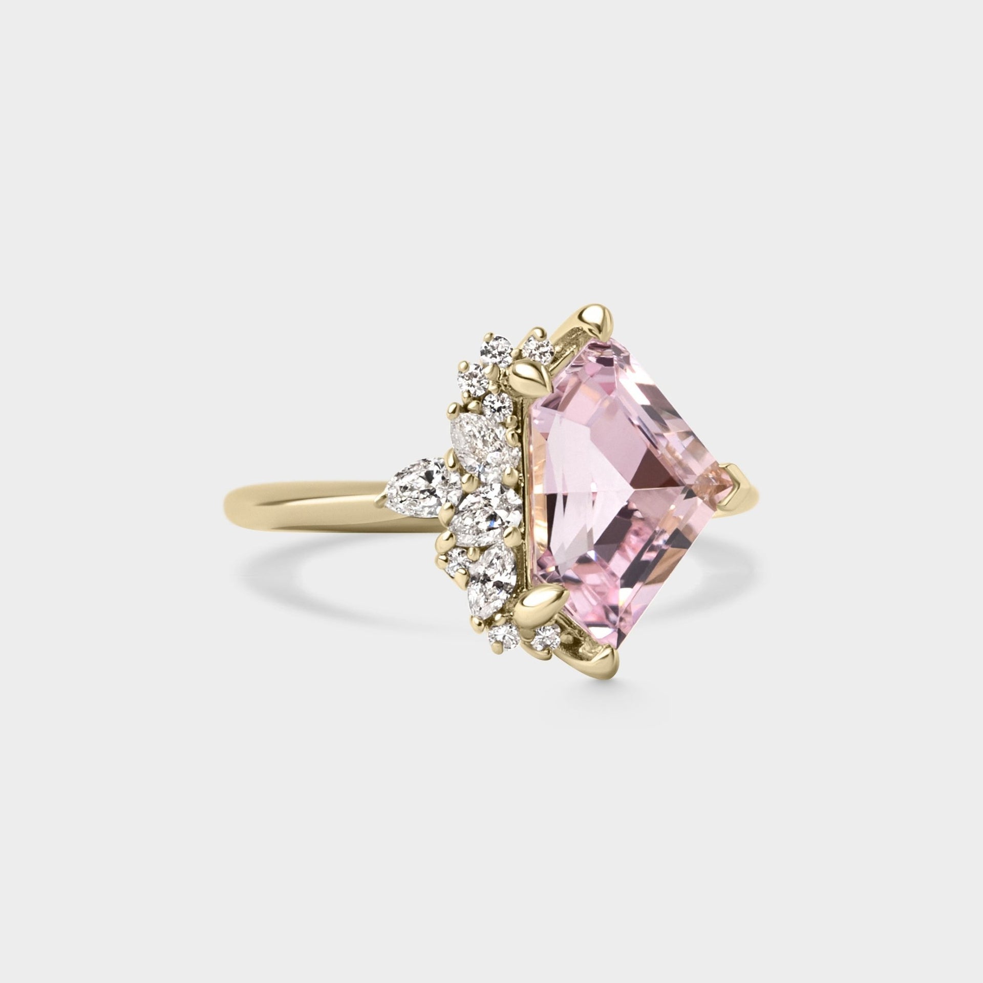 2.33ct Irregular Cluster of Morganite & Diamond - Laher - 