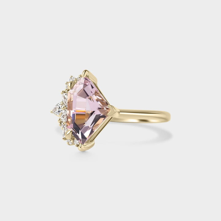 2.33ct Irregular Cluster of Morganite & Diamond - Laher - 