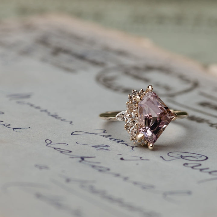 2.33ct Irregular Cluster of Morganite & Diamond - Laher - 