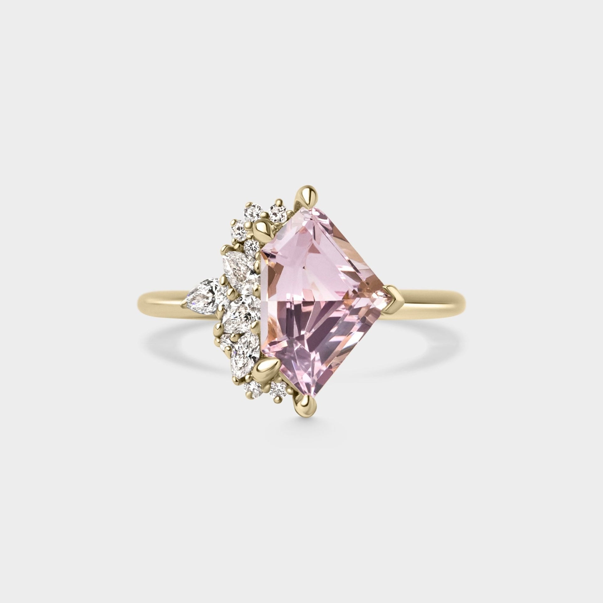 2.33ct Irregular Cluster of Morganite & Diamond - Laher - 