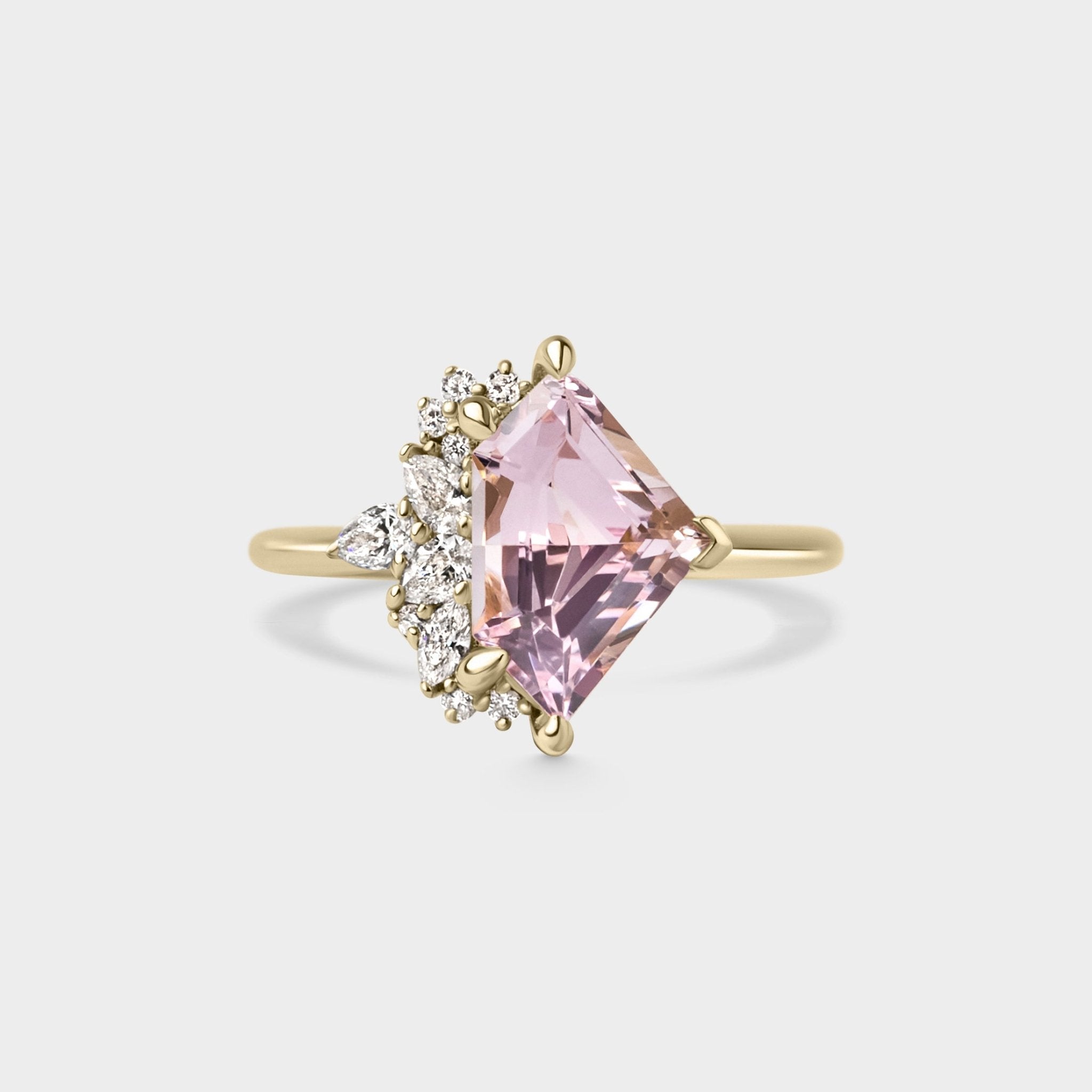 2.33ct Irregular Cluster of Morganite & Diamond - Laher - 