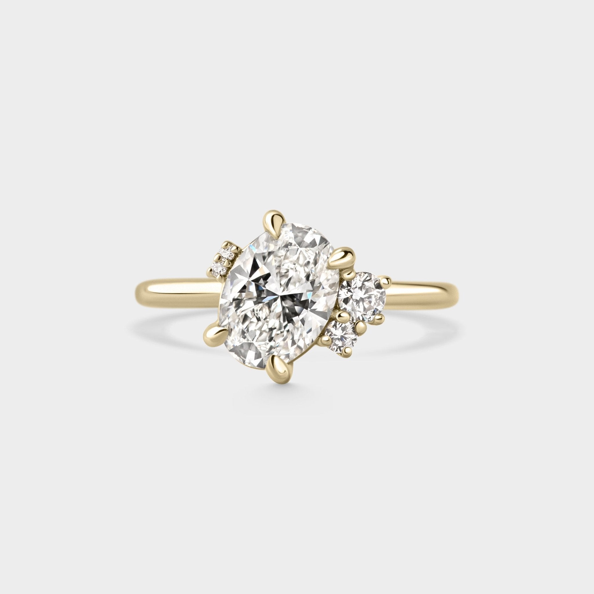 Off-Set Asymmetrical Cluster of Lab Diamond - Main Image