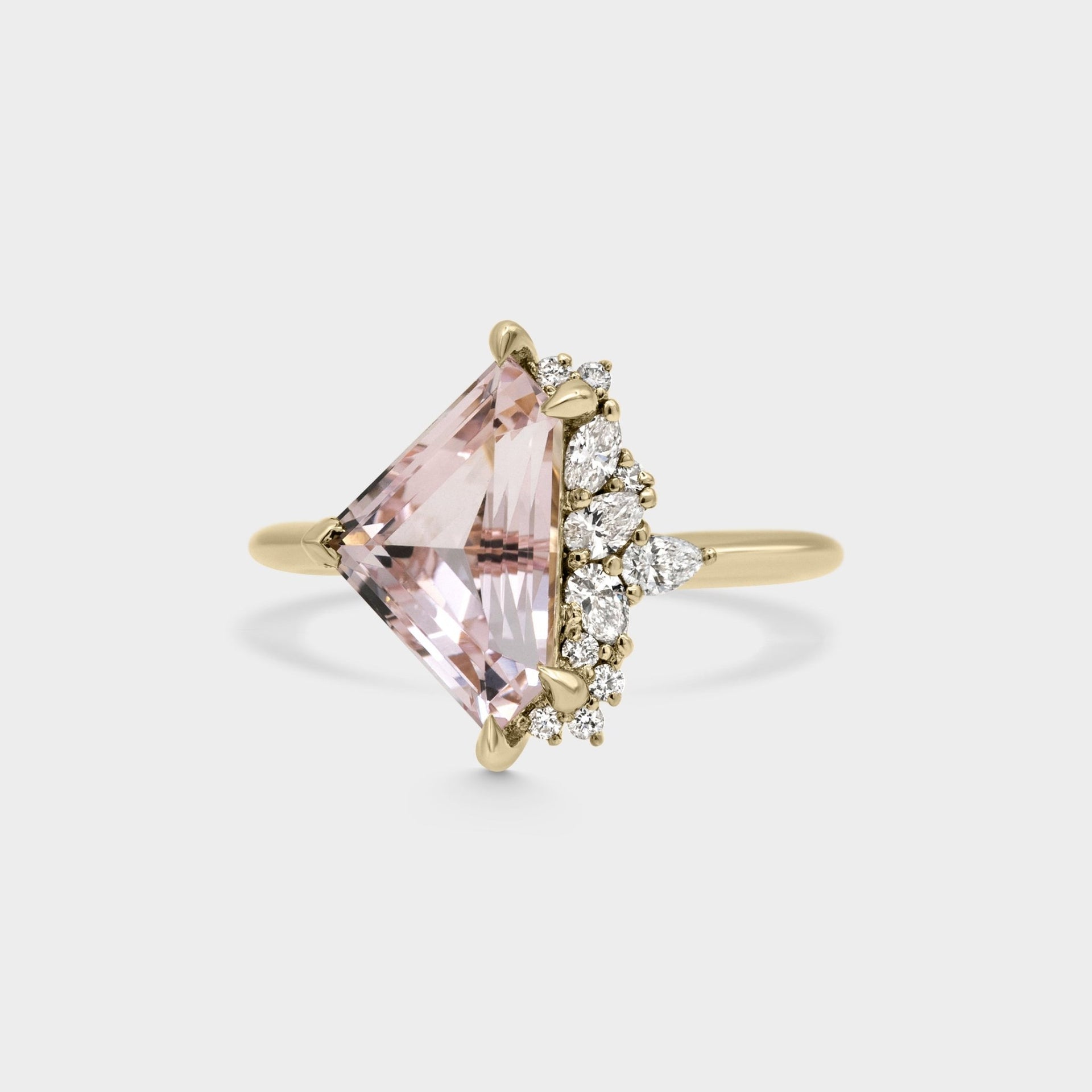 2.65ct Irregular Cluster of Morganite & Diamond - Laher -