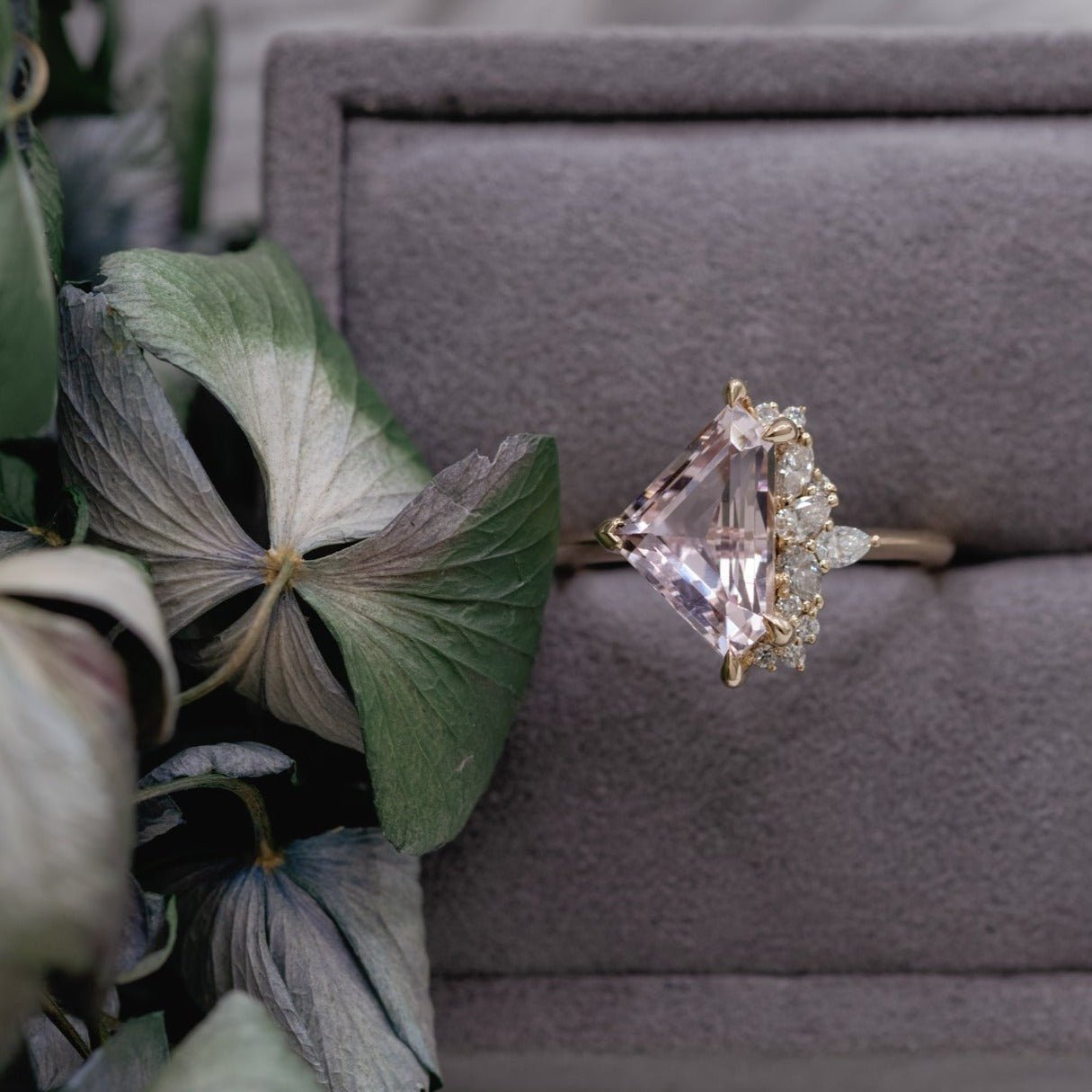 2.65ct Irregular Cluster of Morganite & Diamond - Laher -
