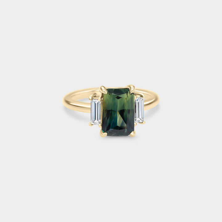 2.69ct Three Stone of Sapphire & Diamond - Laher -