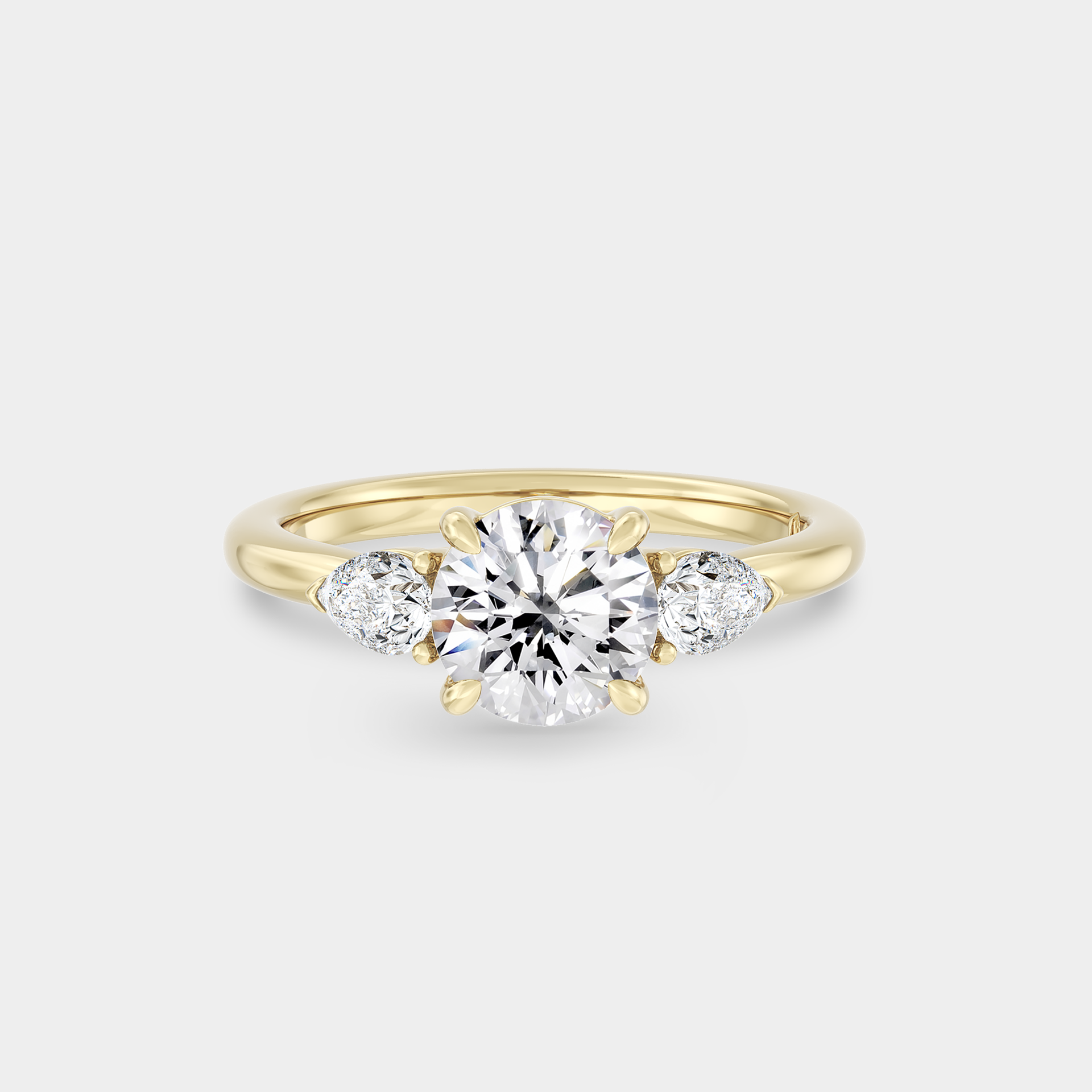 Three Stone of Round Cut Lab Grown Diamond & Pear