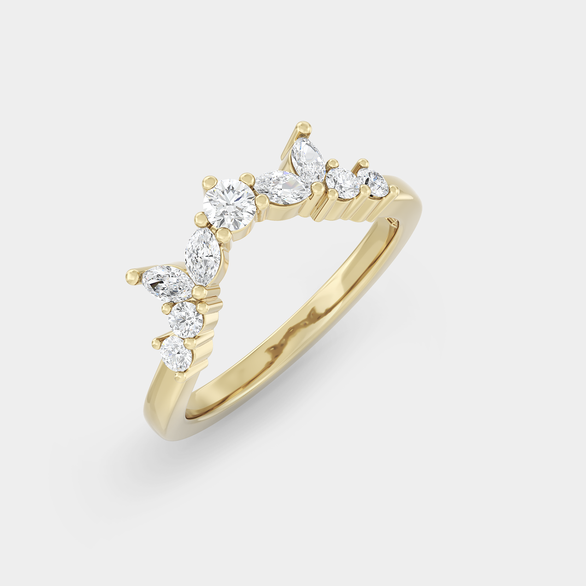 Shallow Crown Band of Round & Marquise Diamond