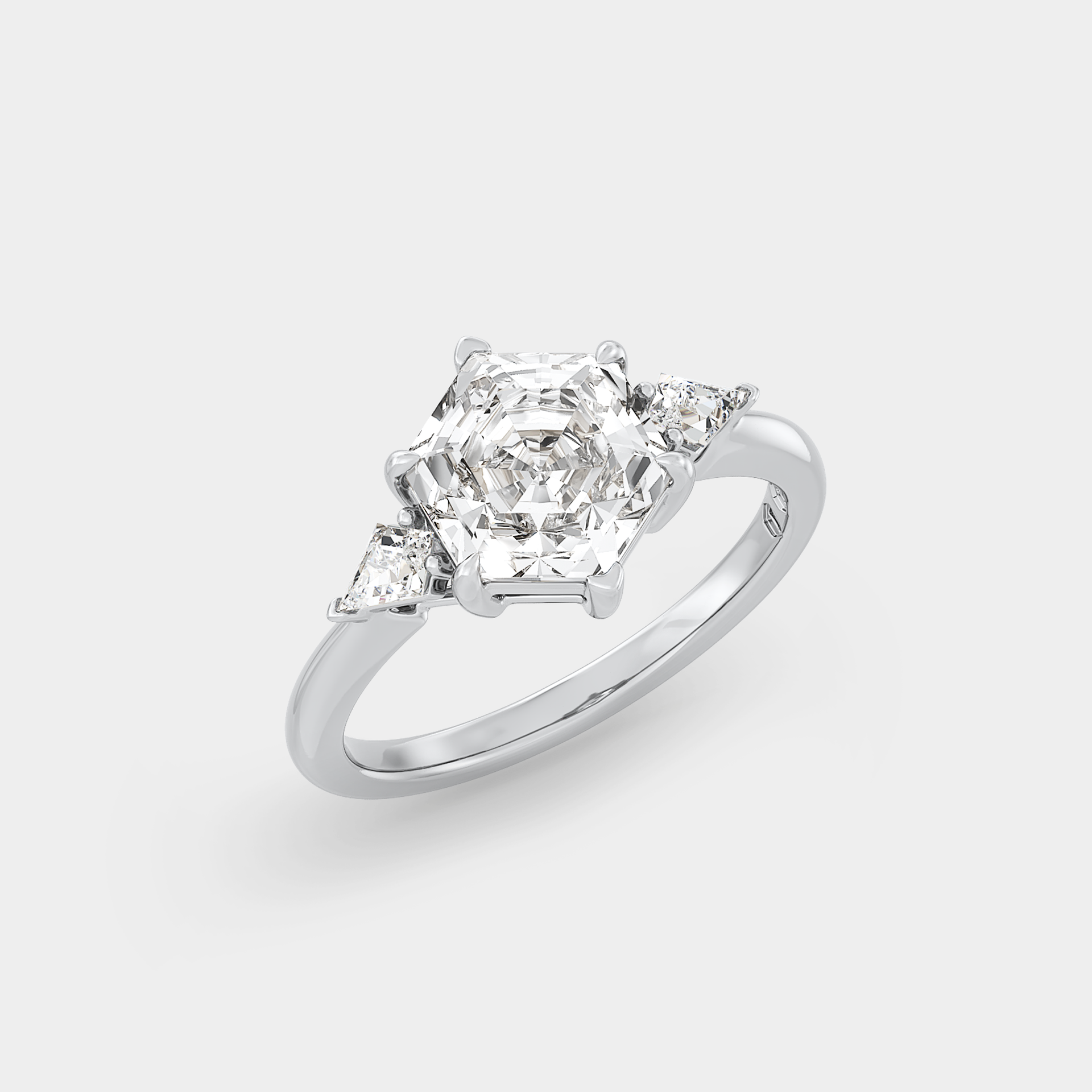 Three Stone of Hex Cut Lab Grown Diamond & Kite