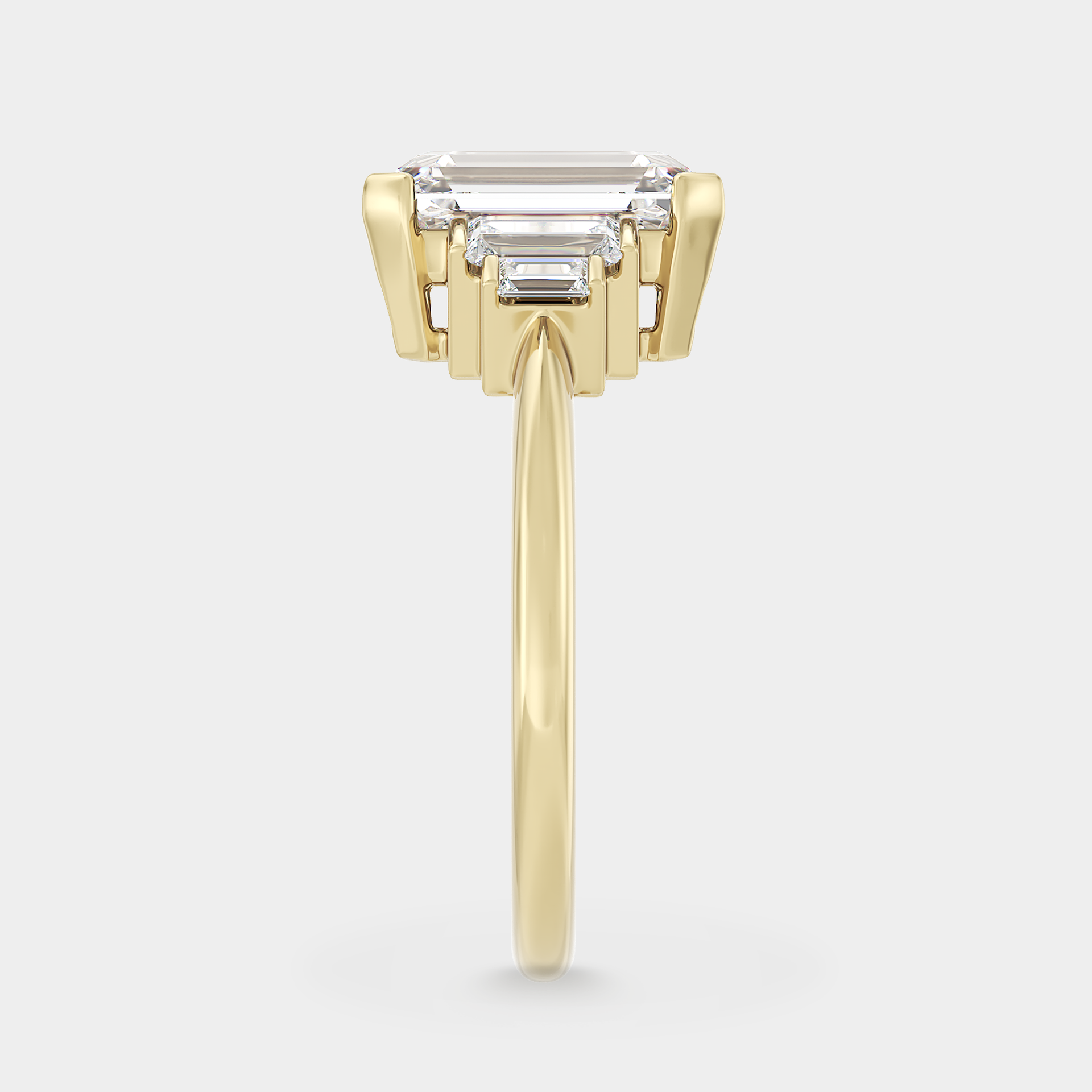 Five Stone of Half Bezel Emerald Cut Lab Grown Diamond & Baguette