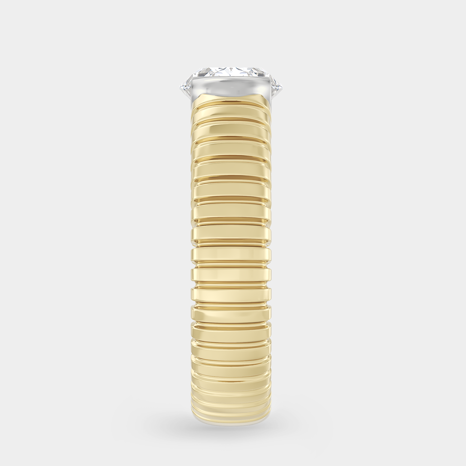 Two Tone East West Oval on Ribbed Shank
