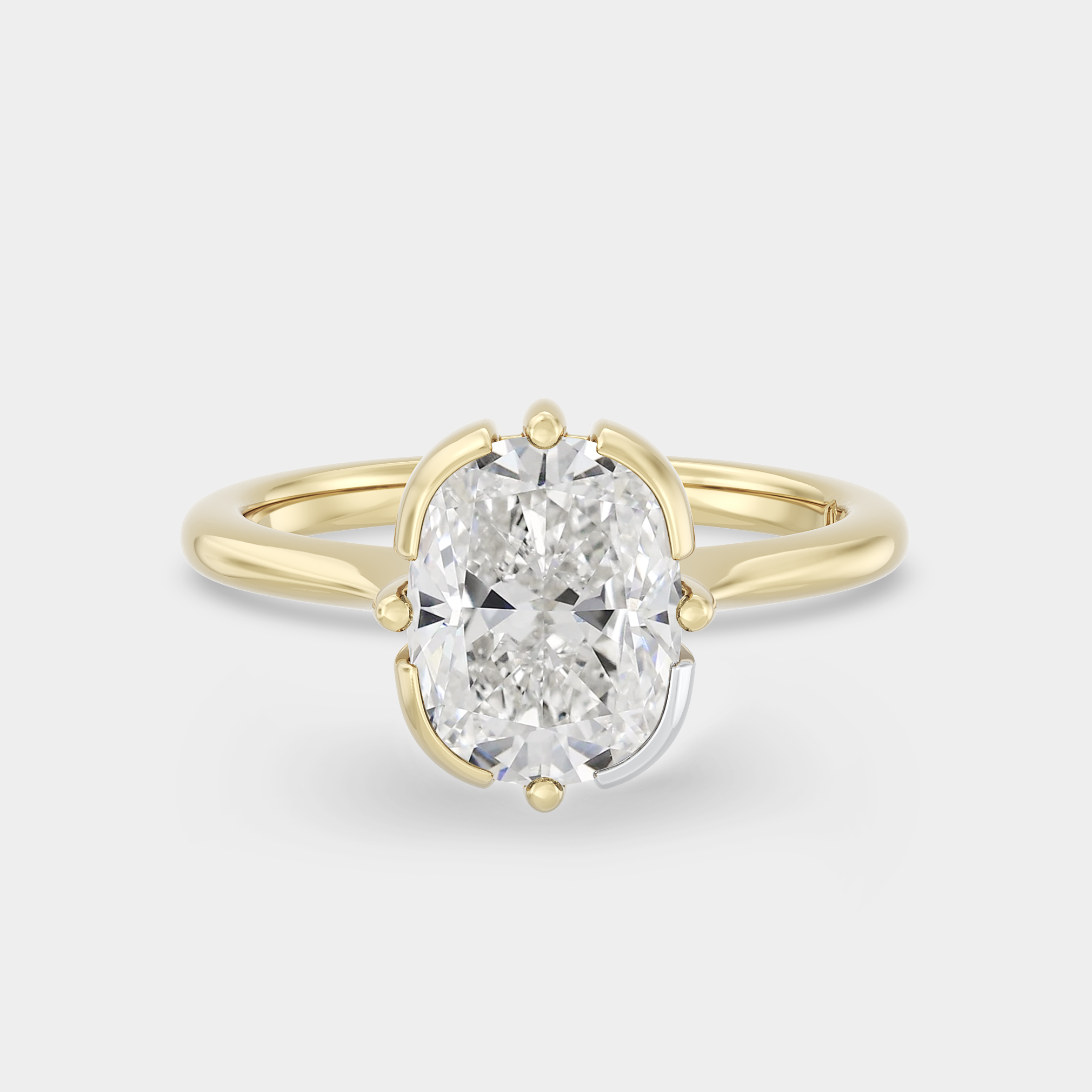 Two Tone Bezel & Compass Solitaire of Cushion – Laher