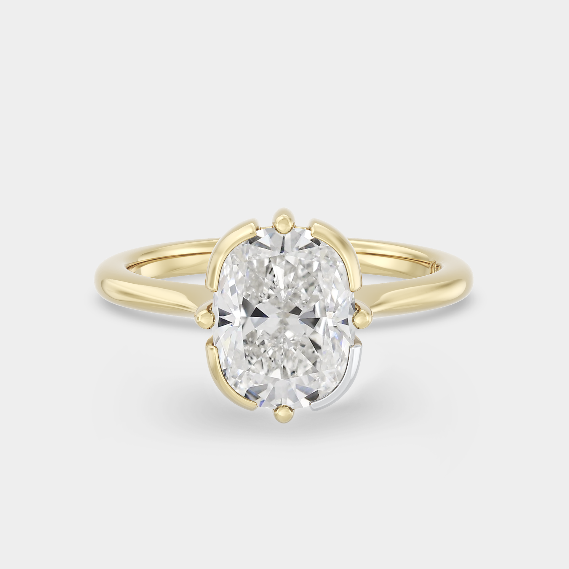 Two Tone Bezel & Prong Solitaire of Cushion