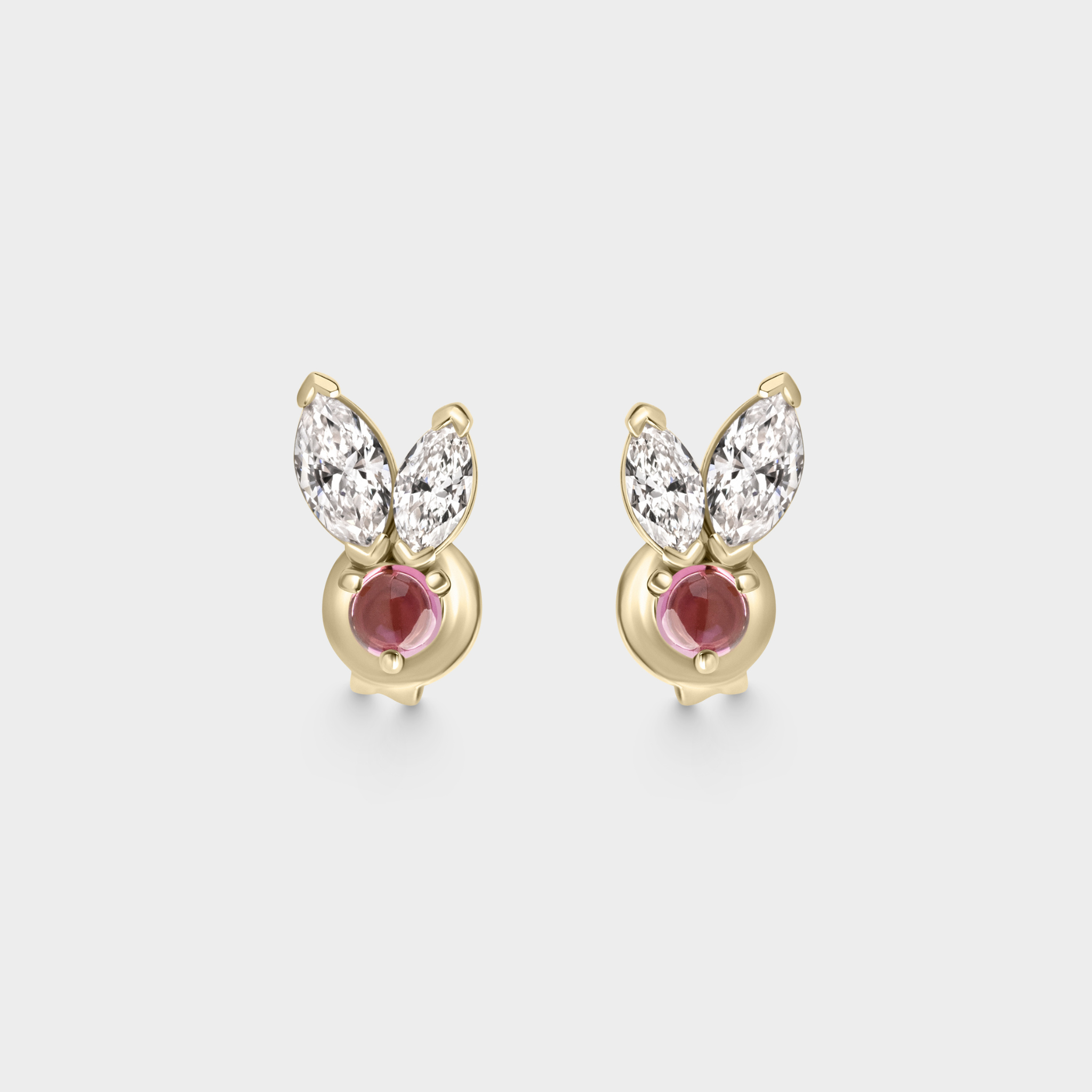 Marquise & Tourmaline Cabochon Studs