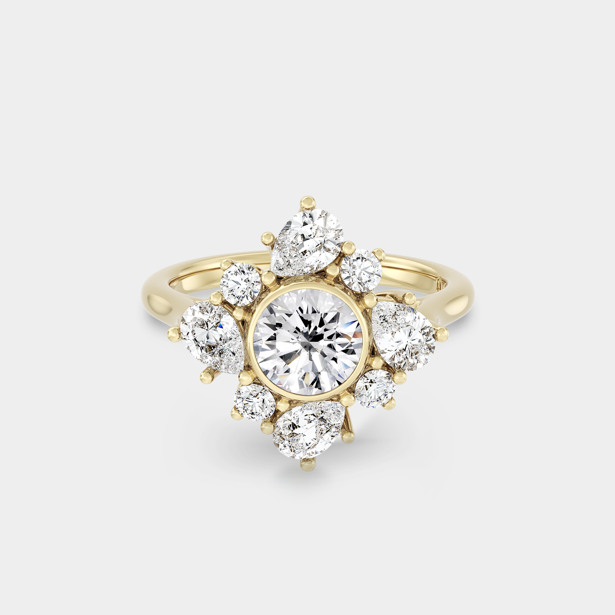 Floral Halo Cluster of Round Lab Grown White Diamond
