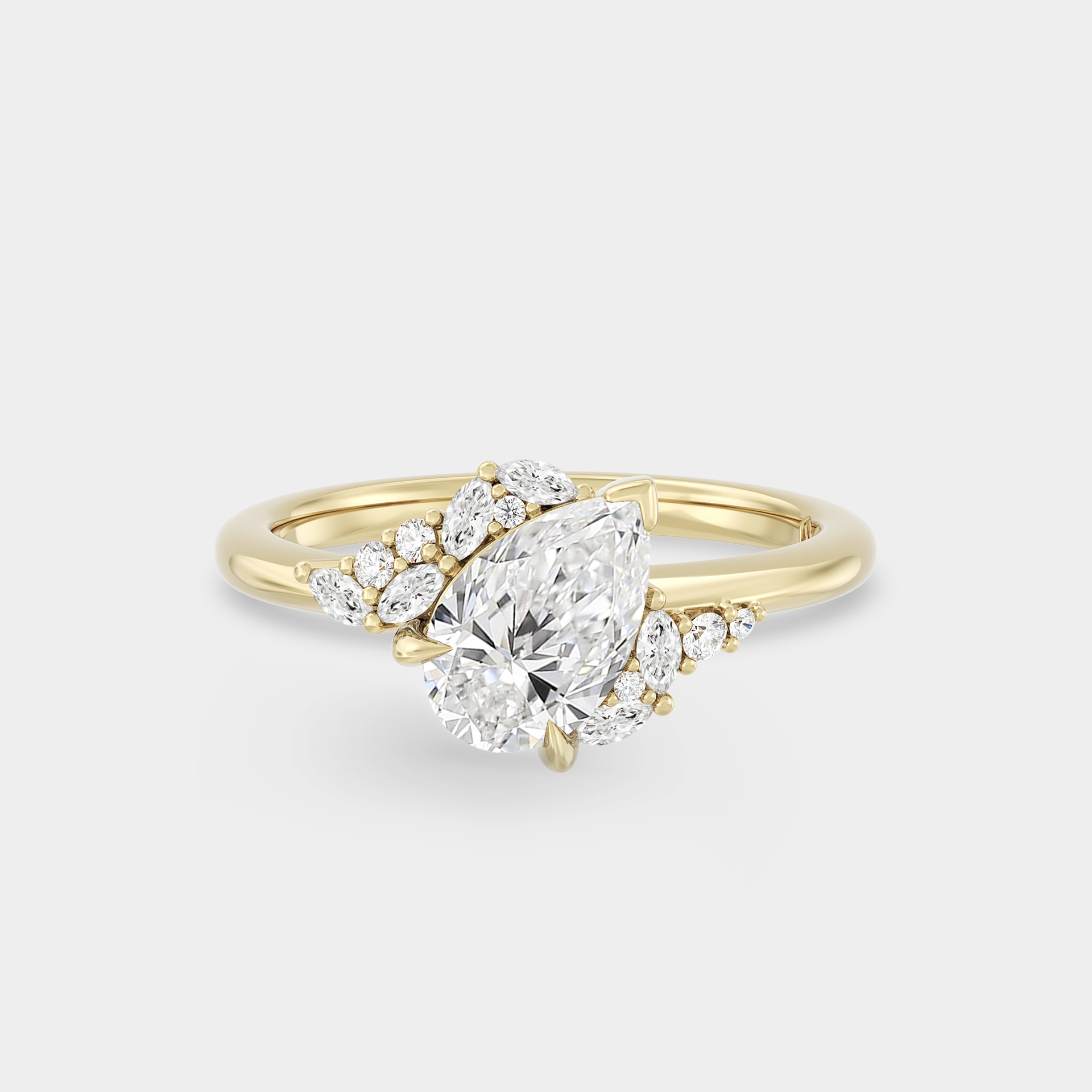 Offset Cluster of Lab Grown Pear Diamond