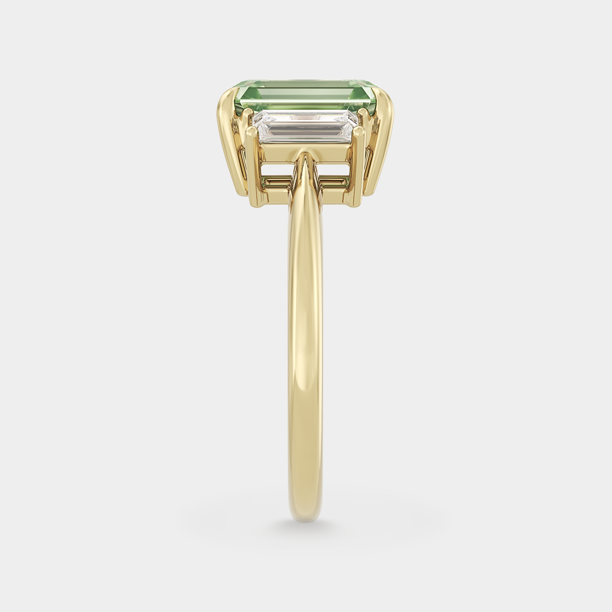 Three Stone of Lab Grown Green Emerald Diamond