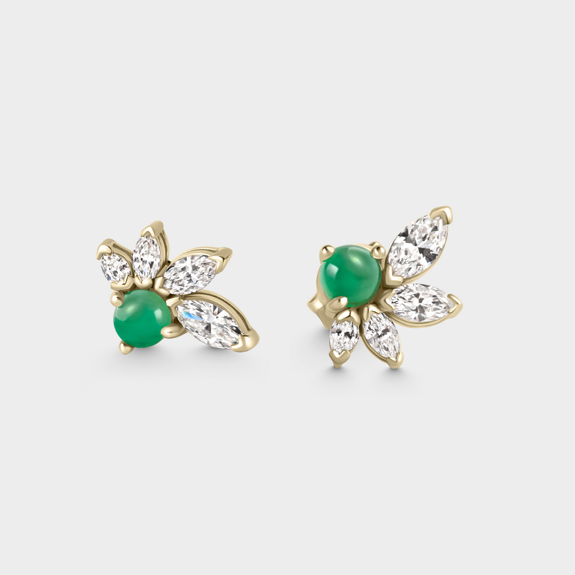 Marquise & Emerald Cabochon Studs