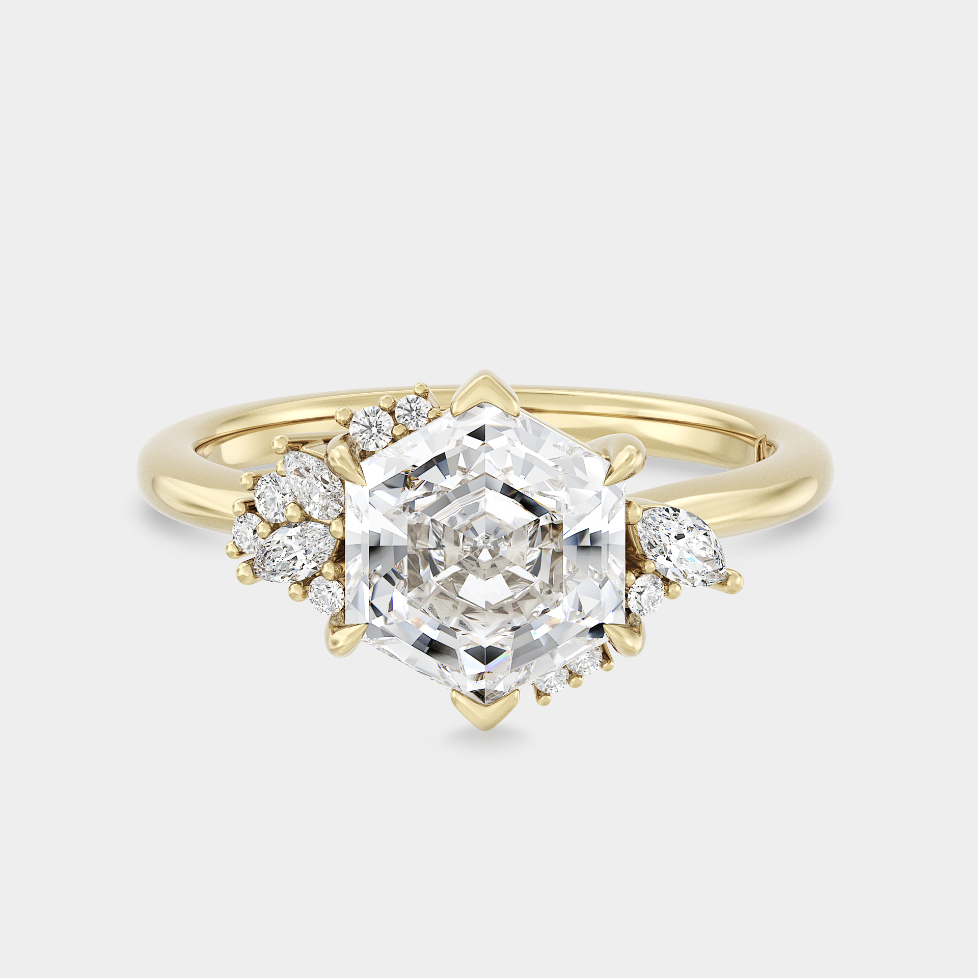 Asymmetrical Cluster of Hexagonal Sapphire & Diamond