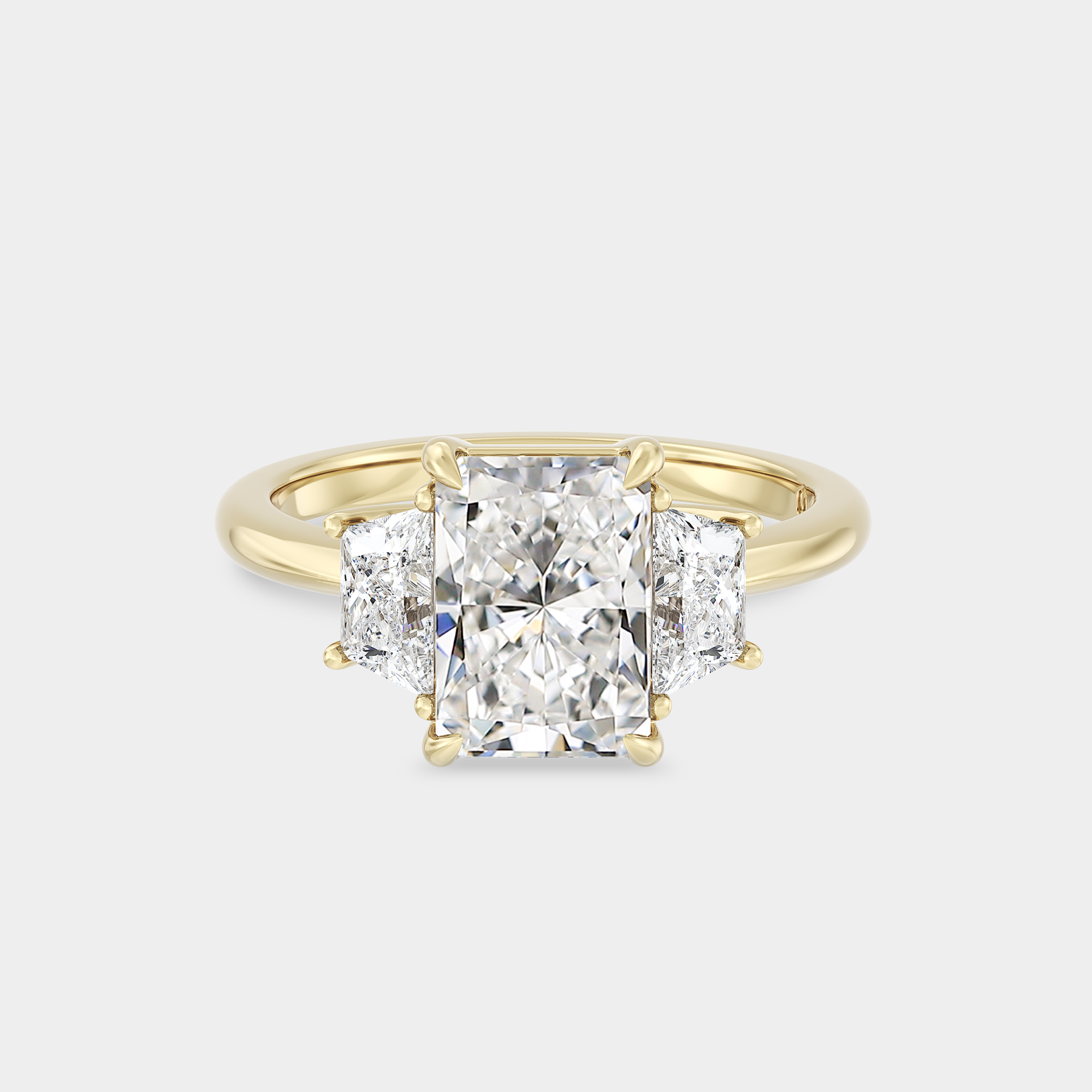 Three Stone of Lab Grown Radiant Diamond & Trapezoid
