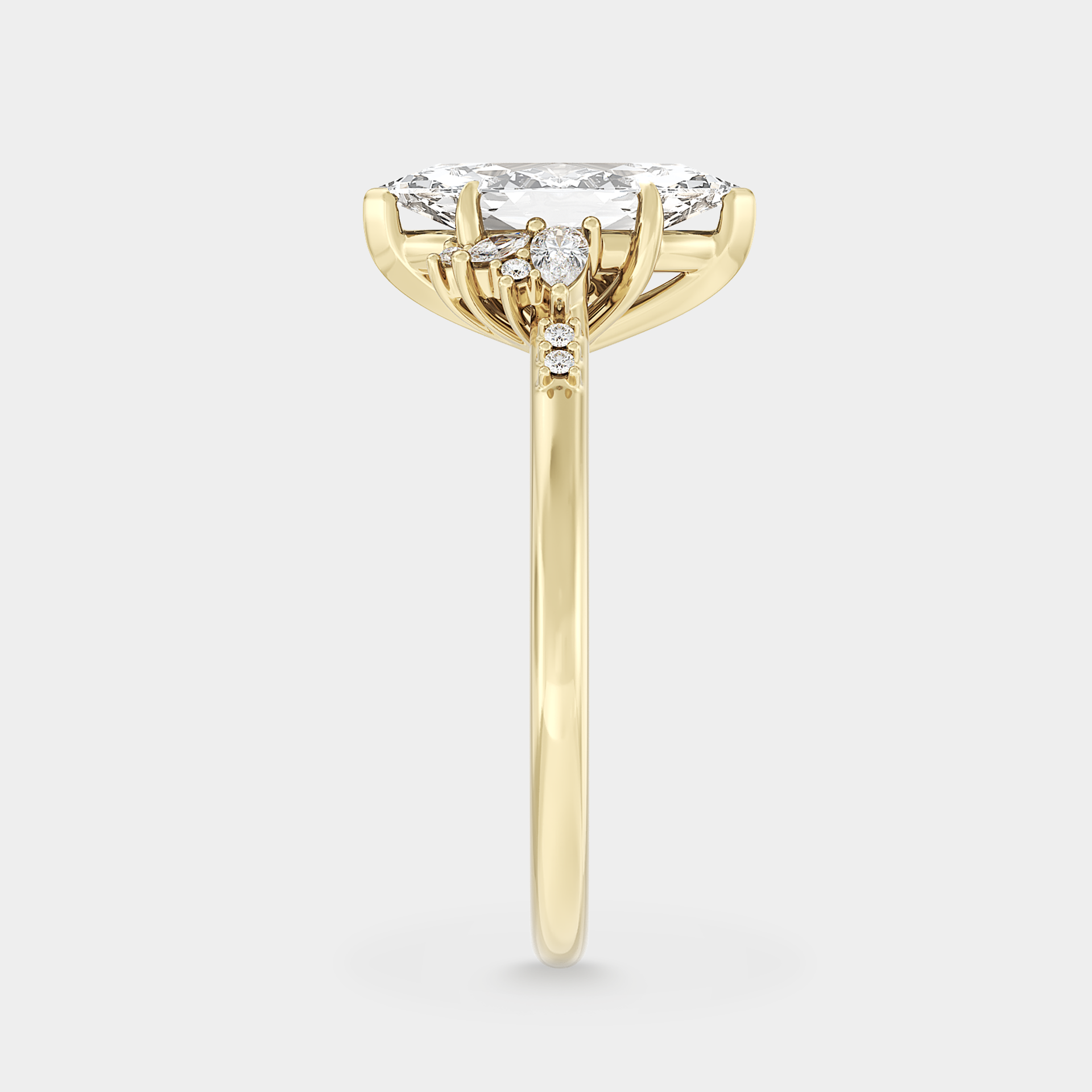 Asymmetrical Cluster of Lab Grown Marquise Diamond (cathedral set)