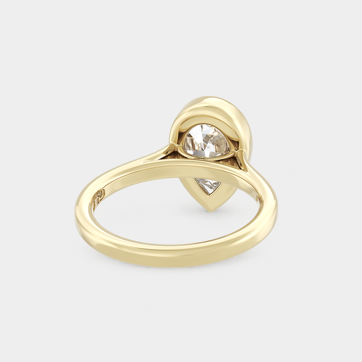 North-South Solitaire Bezel of Pear, Cathedral Set