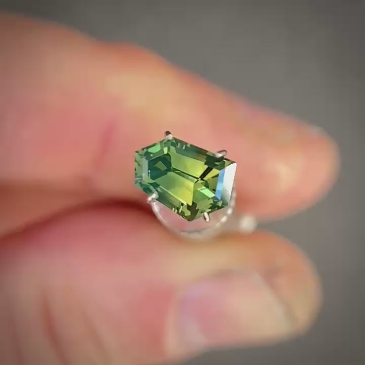1.30ct Freeform Green Parti Sapphire