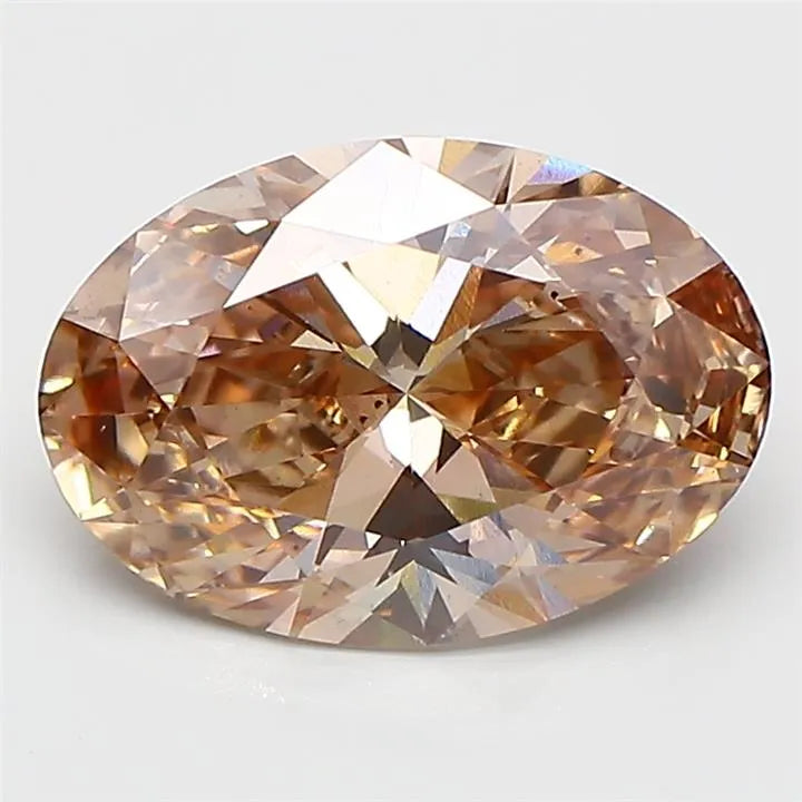 3.01ct Oval Lab Grown Diamond (Colour Fancy Pinkish Brown, Clarity VS2, IGI Certified)