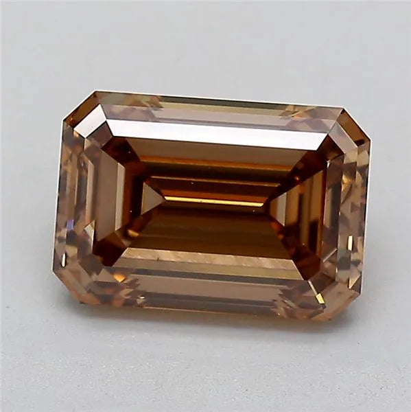 3.05ct Emerald Lab Grown Diamond (Colour Fancy Brown, Clarity VS1, IGI Certified)