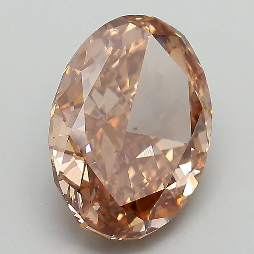 3.31ct Oval Lab Grown Diamond (Colour Fancy Yellowish Brown, Clarity VS2, IGI Certified)