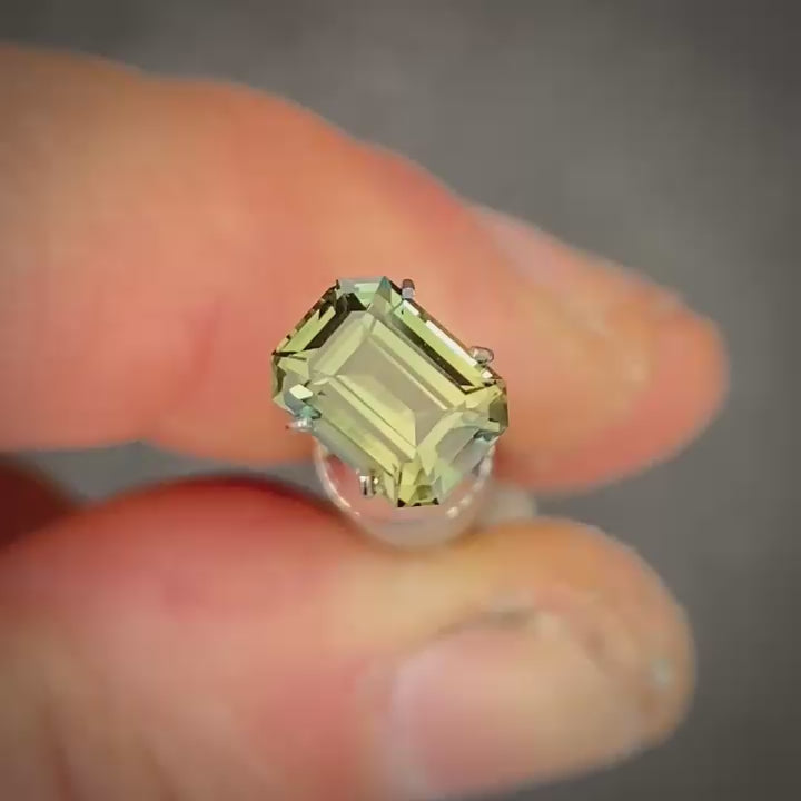 1.95ct Emerald Cut Green/Yellow Parti Sapphire