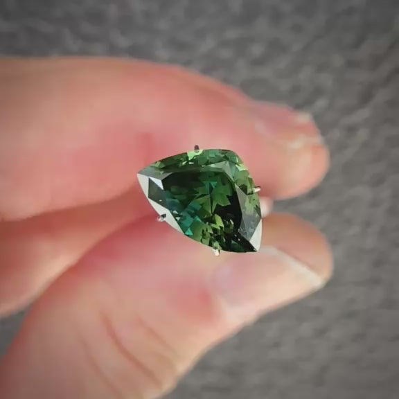 5.43ct Trillion Cut Green Sapphire