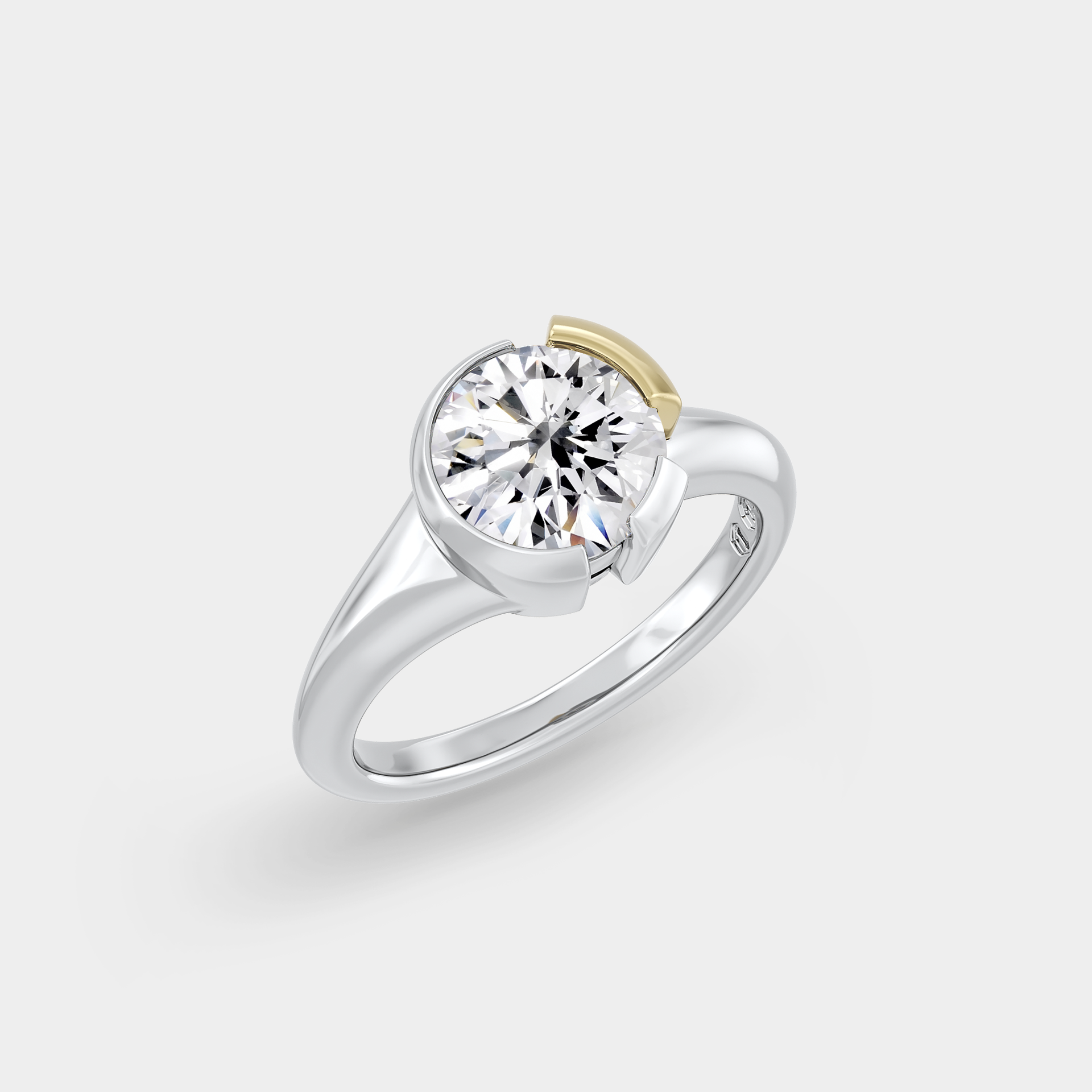 Triple Tone Bezel Solitaire of Round Brilliant