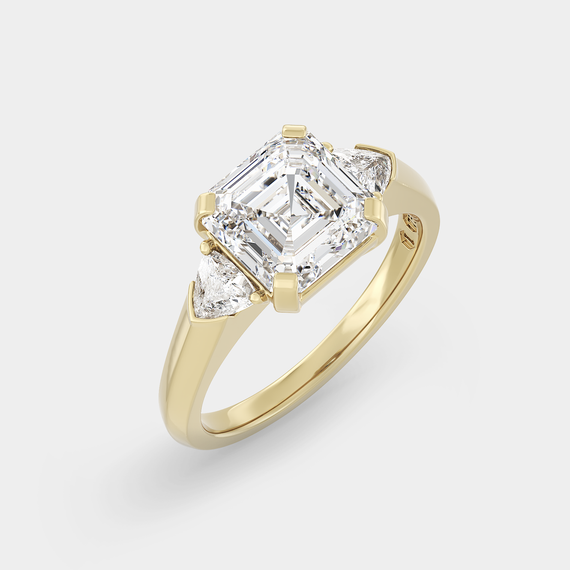 Three Stone of Asscher Cut Lab Grown Diamond & Trillion
