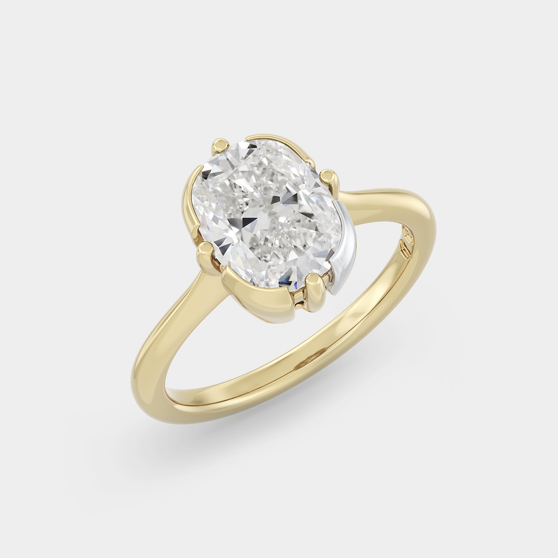 Two Tone Bezel & Prong Solitaire of Cushion