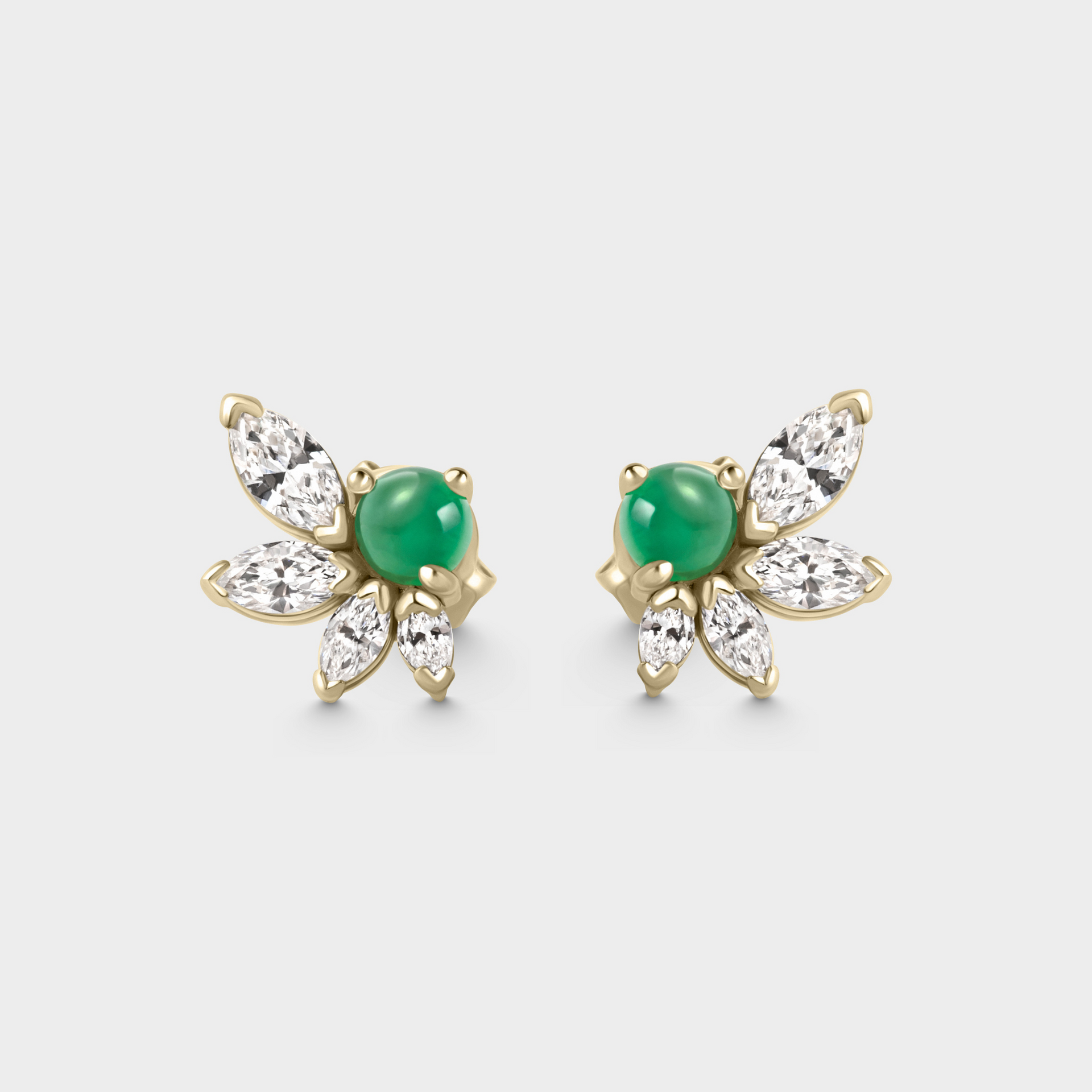 Marquise & Emerald Cabochon Studs