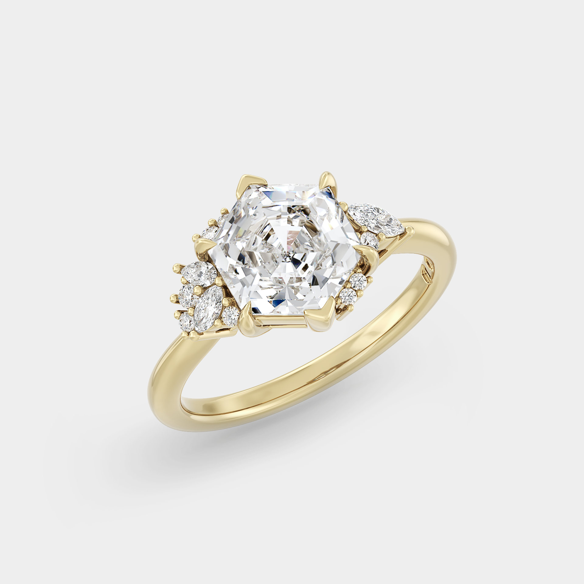 Asymmetrical Cluster of Hexagonal Sapphire & Diamond
