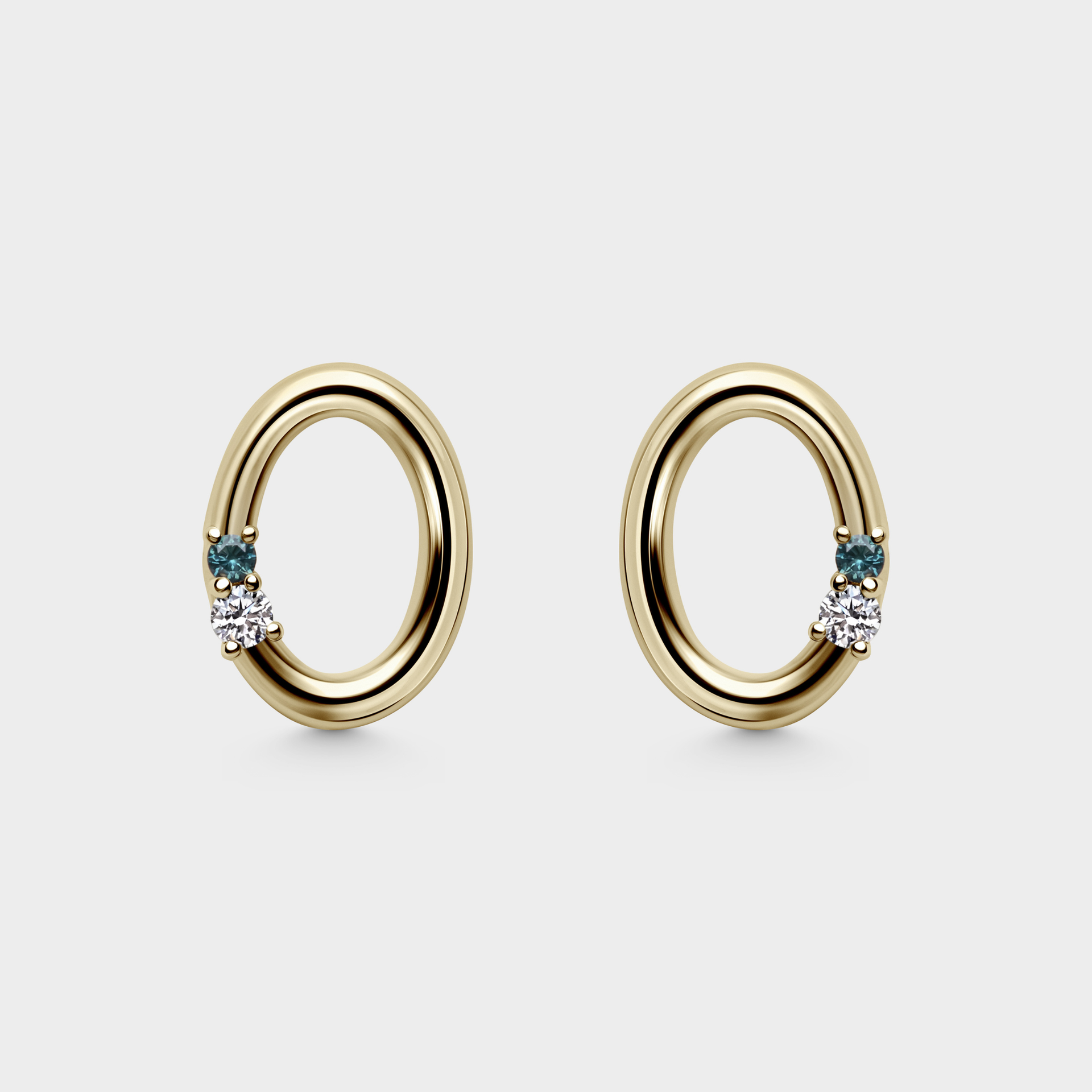 Aperture / Diamond & Sapphire Stud