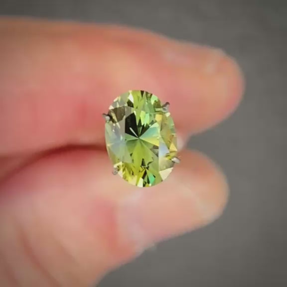 2.13ct Oval Green/Yellow Parti Sapphire